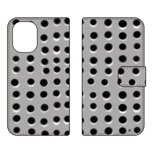 手帳型スマホケース オブチジン dot series グレー (受注生産)  SECOND SKIN...