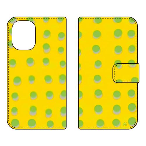 手帳型スマホケース オブチジン dot series イエロー (受注生産)  SECOND SKI...