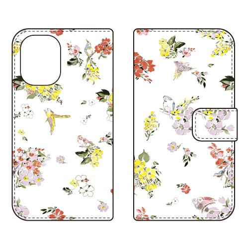 手帳型スマホケース SINDEE Fly Flower （ホワイト） (受注生産)  SECOND ...