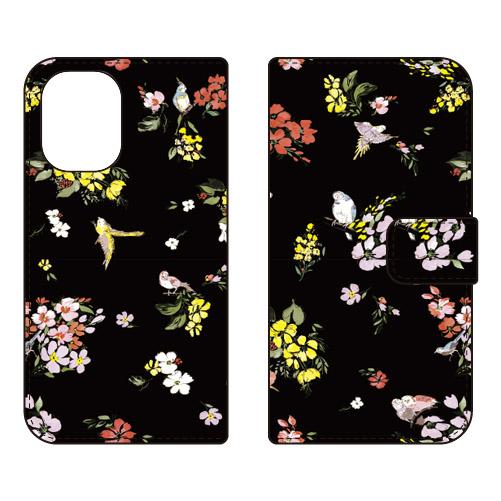 手帳型スマホケース SINDEE Fly Flower （ブラック） (受注生産)  SECOND ...