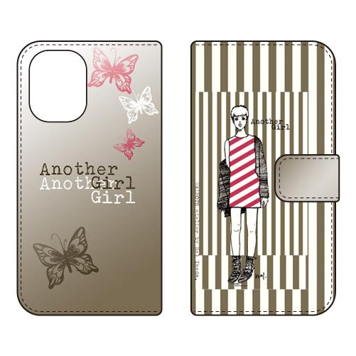 手帳型スマホケース Hal Ikeda アナザーガール・ストライプ・チャコールグレー (受注生産) ...