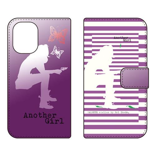手帳型スマホケース Hal Ikeda アナザーガール・ストライプ2・ラベンダー (受注生産)  S...