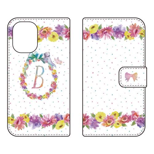 手帳型スマホケース パステルフラワー B (受注生産)  Cf LTD iPhone 16