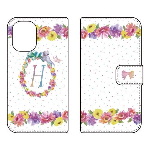 手帳型スマホケース パステルフラワー H (受注生産)  Cf LTD iPhone 16