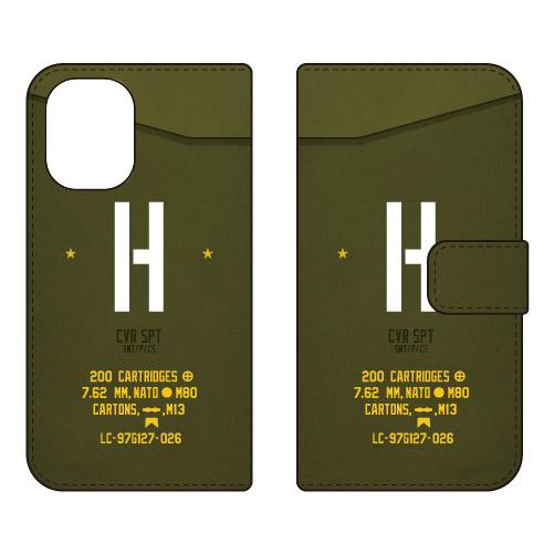 手帳型スマホケース ミリタリー H （カーキ） (受注生産)  Cf LTD iPhone 16