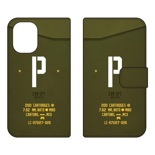 手帳型スマホケース ミリタリー P （カーキ） (受注生産)  Cf LTD iPhone 16