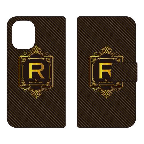 手帳型スマホケース ラグジュアリー R （ゴールドイエロー） (受注生産)  Cf LTD iPho...