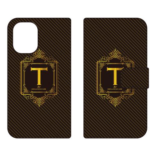 手帳型スマホケース ラグジュアリー T （ゴールドイエロー） (受注生産)  Cf LTD iPho...