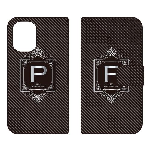 手帳型スマホケース ラグジュアリー P （シルバーグレー） (受注生産)  Cf LTD iPhon...