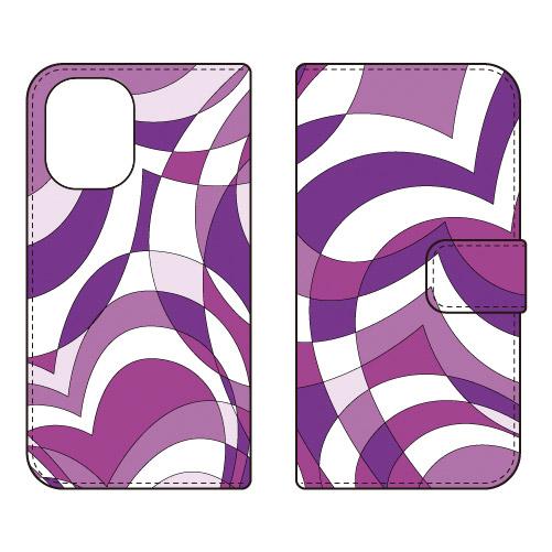 手帳型スマホケース モダンハート パープル (受注生産)  Cf LTD iPhone 16