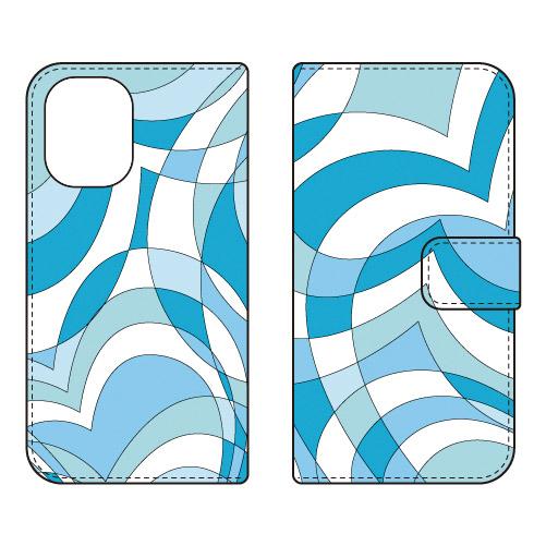 手帳型スマホケース モダンハート サックス (受注生産)  Cf LTD iPhone 16