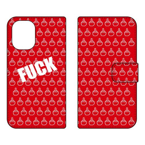 手帳型スマホケース FUCK レッド (受注生産)  Cf LTD iPhone 16