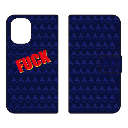 手帳型スマホケース FUCK ネイビー (受注生産)  Cf LTD iPhone 16