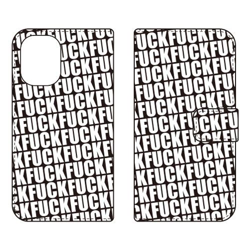 手帳型スマホケース FUCKパターン ブラック (受注生産)  Cf LTD iPhone 16