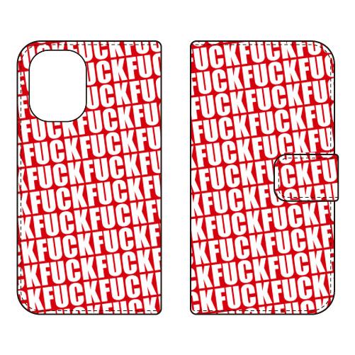 手帳型スマホケース FUCKパターン レッド (受注生産)  Cf LTD iPhone 16