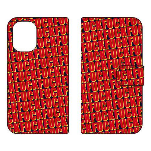 手帳型スマホケース FUCKパターン ネイビー (受注生産)  Cf LTD iPhone 16