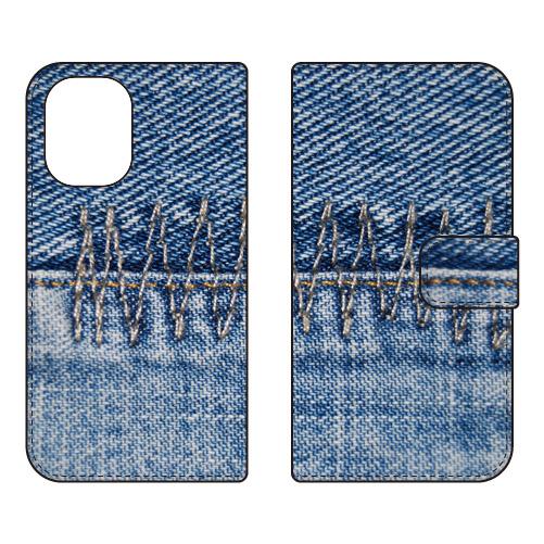 手帳型スマホケース デニム地 デニム生地 デニム柄 柄02 (受注生産)  Cf LTD iPhon...