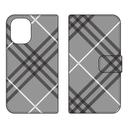 手帳型スマホケース スタンダード スイートチェック グレー スマホケース (受注生産)  Cf LT...