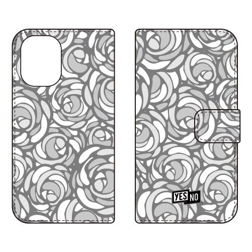 手帳型スマホケース ローズポップ パステルグレー (受注生産)  YESNO iPhone 16