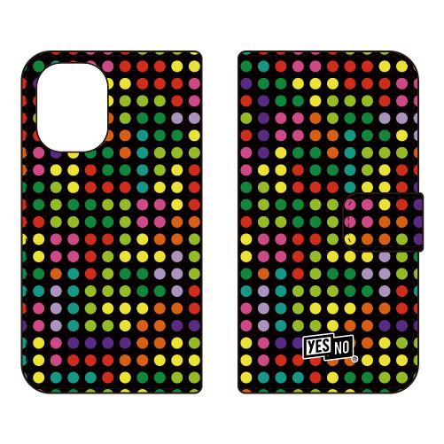 手帳型スマホケース ドット ブラック マルチ (受注生産)  YESNO iPhone 16