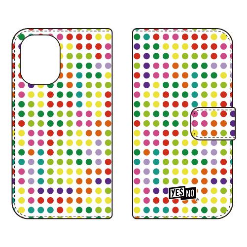 手帳型スマホケース ドット ホワイト マルチ (受注生産)  YESNO iPhone 16