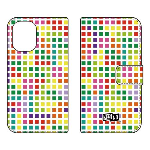 手帳型スマホケース ブロック ホワイト マルチ (受注生産)  YESNO iPhone 16
