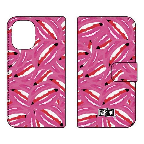 手帳型スマホケース リップ ピンク (受注生産)  YESNO iPhone 16