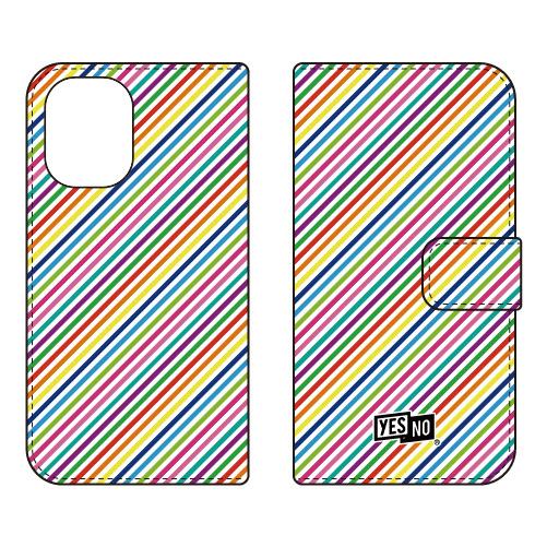 手帳型スマホケース レインボーストライプ ホワイト (受注生産)  YESNO iPhone 16