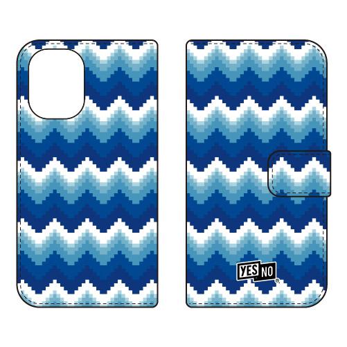 手帳型スマホケース ブロックウェーブ ブルー (受注生産)  YESNO iPhone 16