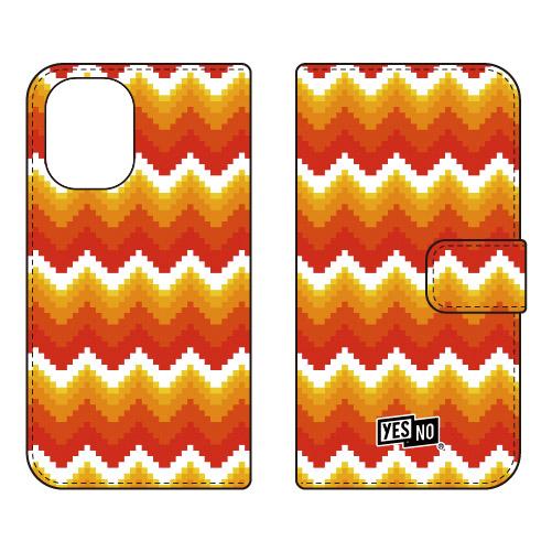 手帳型スマホケース ブロックウェーブ レッド (受注生産)  YESNO iPhone 16