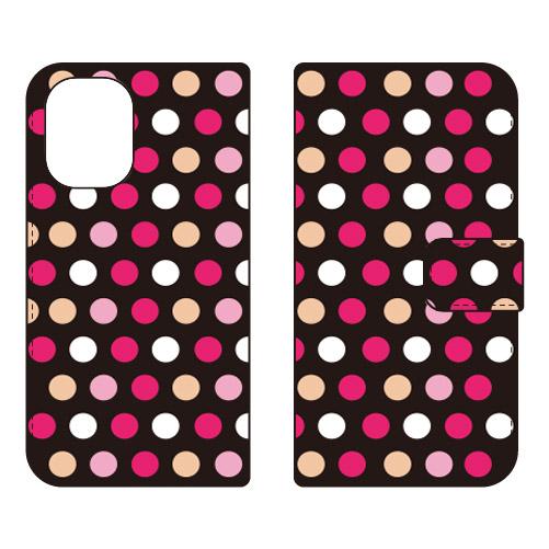 手帳型スマホケース ドット柄 （NAVY×BLUE） (受注生産)  Cf LTD iPhone 1...