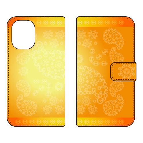 手帳型スマホケース ペイズリー オレンジ (受注生産)  Cf LTD iPhone 16