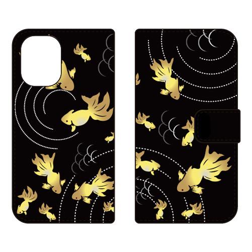 手帳型スマホケース 和柄 金魚金色 (受注生産)  Cf LTD iPhone 16