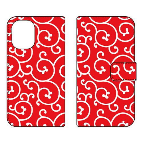 手帳型スマホケース 和柄 唐草赤 (受注生産)  Cf LTD iPhone 16