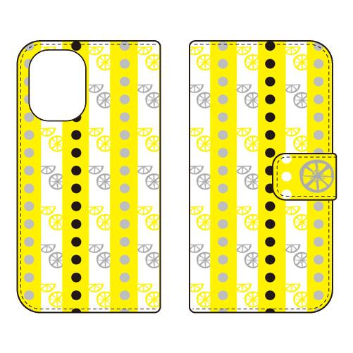 手帳型スマホケース 北欧風イエロー果物 (受注生産)  Cf LTD iPhone 16