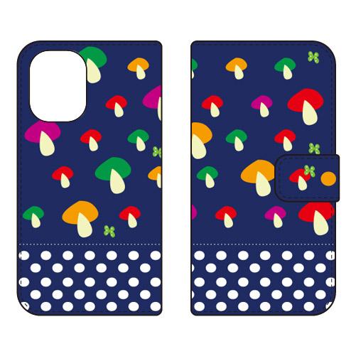 手帳型スマホケース 北欧風ネイビー森 (受注生産)  Cf LTD iPhone 16