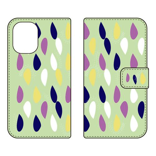 手帳型スマホケース 北欧風グリーン水玉 (受注生産)  Cf LTD iPhone 16