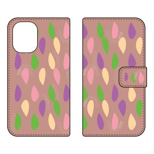 手帳型スマホケース 北欧風パープル水玉 (受注生産)  Cf LTD iPhone 16