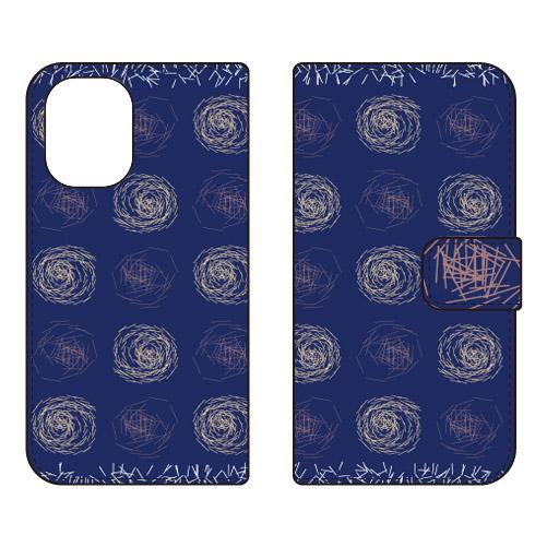 手帳型スマホケース 北欧風ネイビー毛糸 (受注生産)  Cf LTD iPhone 16