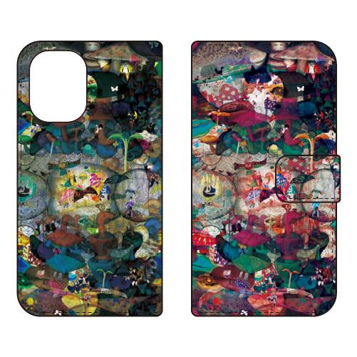 手帳型スマホケース monikotoデザイン マッシュルームハウス (受注生産) iPhone 16