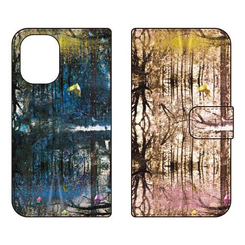 手帳型スマホケース monikotoデザイン つぼみの森 (受注生産) iPhone 16