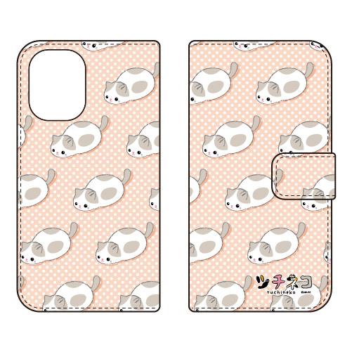 手帳型スマホケース ツチネコ グレーハチワレ (受注生産) iPhone 16