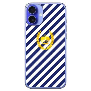 ストライプ ブルー×ホワイト (ハード ケース カバー) SECOND SKIN iPhone 16