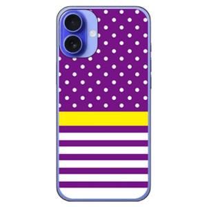 ドット/ボーダー パープル (ハード ケース カバー) SECOND SKIN iPhone 16