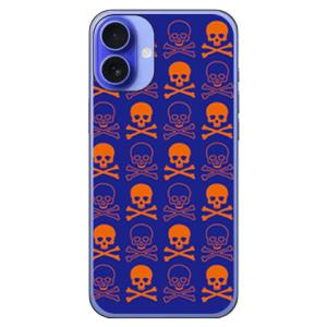 スカル ネイビー×オレンジ (ハード ケース カバー) SECOND SKIN iPhone 16