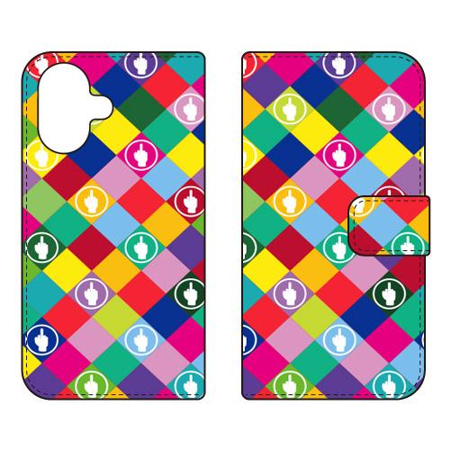 手帳型スマホケース F rhombuses マルチ (受注生産)  SECOND SKIN iPho...