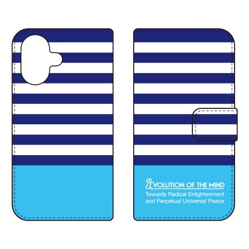 手帳型スマホケース Panel border ブルー×シアン (受注生産)  SECOND SKIN...