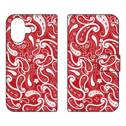 手帳型スマホケース ペイズリー レッド (受注生産)  SECOND SKIN iPhone 17