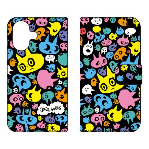 手帳型スマホケース aaaaiWORKS ねこちゃん（ネオン） (受注生産)  SECOND SKI...