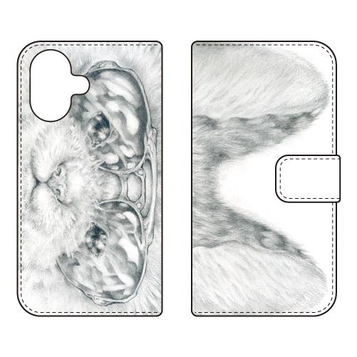 手帳型スマホケース KYOTAROサングラスキャット (受注生産)  SECOND SKIN iPh...